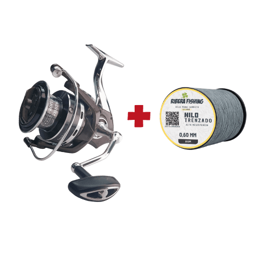 Carrete de siluro para pescar a fondo y breakline + hilo