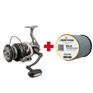 Carrete de siluro + hilo para pescar a fondo y breakline