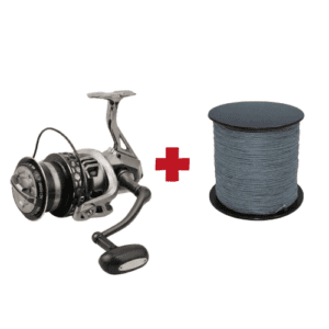 Carrete de siluro + hilo para pescar a fondo y breakline