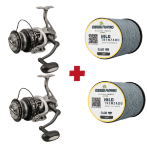 2 Carretes de siluro para pescar a fondo y breakline + hilo