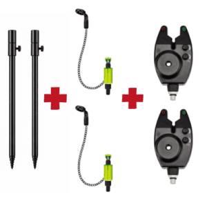 2 Kits de alarmas + picas + tensores para carpfishing