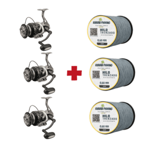 3 Carretes de siluro para pescar a fondo y breakline + hilo