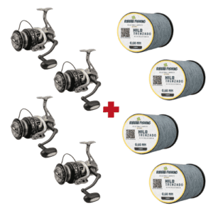 4 Carretes de siluro para pescar a fondo y breakline + hilo